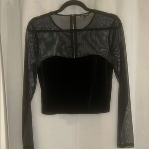 Express Black Fitted Crop Blouse